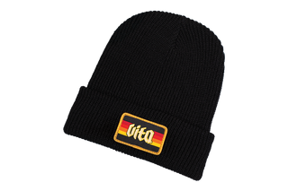 Black waffle beanie with Vita sunset logo patch